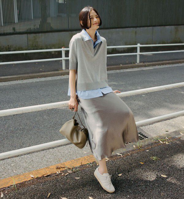 UNITED ARROWS green label relaxing「2WAY スキッパー シャツ プルオーバー ニット 5分袖 」|ニット・セーター|