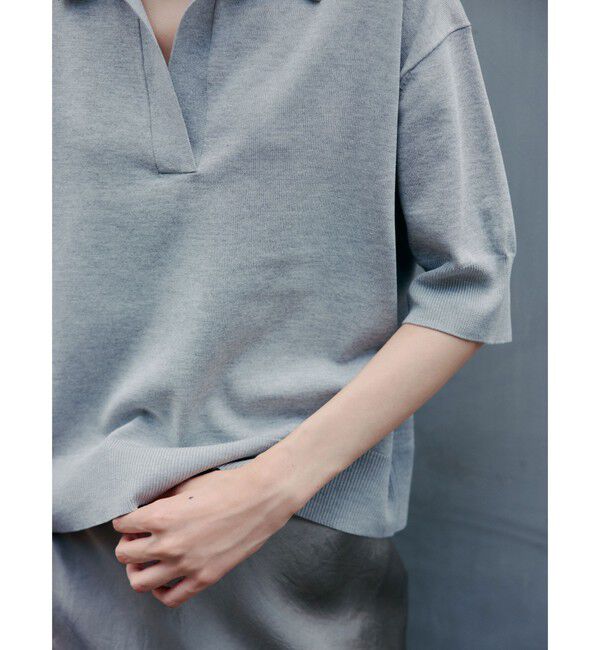 UNITED ARROWS green label relaxing「2WAY スキッパー シャツ プルオーバー ニット 5分袖 」|ニット・セーター|