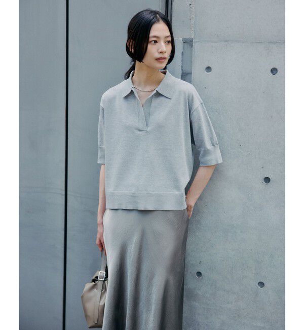 UNITED ARROWS green label relaxing「2WAY スキッパー シャツ プルオーバー ニット 5分袖 」|ニット・セーター|