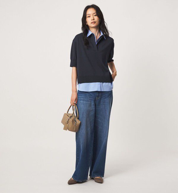 UNITED ARROWS green label relaxing「2WAY スキッパー シャツ プルオーバー ニット 5分袖 」|ニット・セーター|