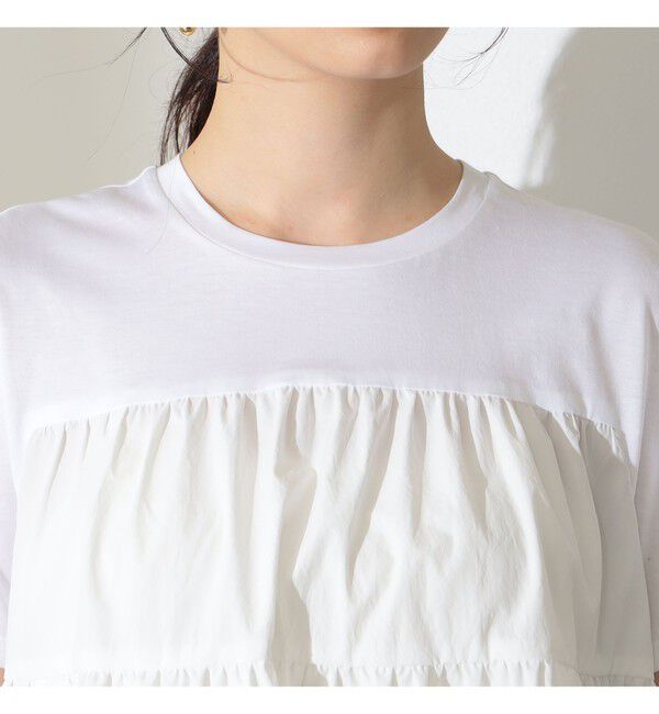 Demi-Luxe BEAMS 「【UVカット】コンビ ティアード プルオーバー」|シャツ・ブラウス|