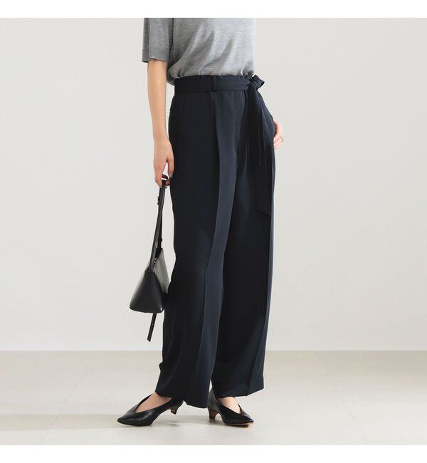 Demi-Luxe BEAMS 「ストレッチサテン タックパンツ」|チノ|NAVY
