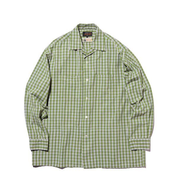 BEAMS PLUS「Open Collar 80/2 Madras」|シャツ・ブラウス|GREEN
