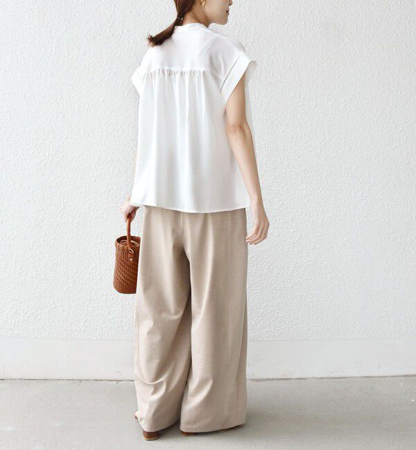 SHIPS for women「【WEB限定】〈手洗い可能〉ストレッチ ジョーゼット プリーツ スキッパー ブラウス」|シャツ・ブラウス|