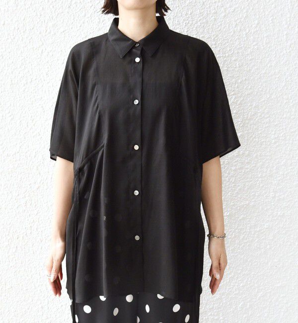 SHIPS for women「【WEB限定】〈手洗い可能〉ウエスト ドロスト シアー ブラウス」|シャツ・ブラウス|