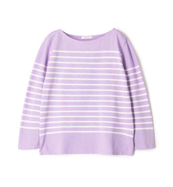 MACPHEE「コットンボーダー ボートネックプルオーバー」|Tシャツ・カットソー|72 ライトパープル系