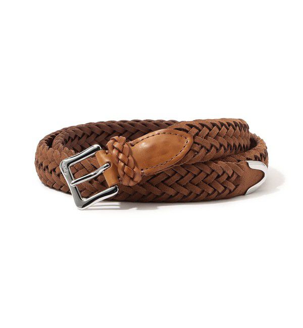 TOMORROWLAND GOODS「J&M DAVIDSON ENVELOPE BUCKLE TIP END 25MM LEATHER レザーメッシュベルト」|ベルト|45 キャメル
