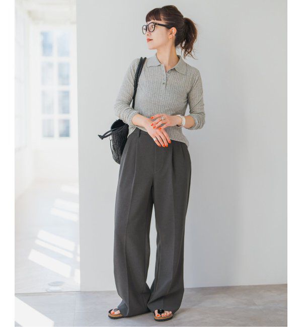 Spick and Span「《追加2》ダブルクロスツータックパンツ」|スラックス|