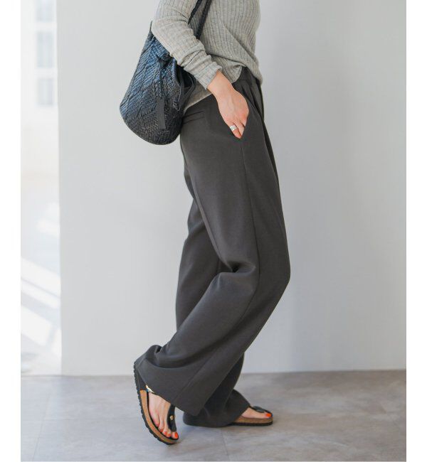Spick and Span「《追加2》ダブルクロスツータックパンツ」|スラックス|