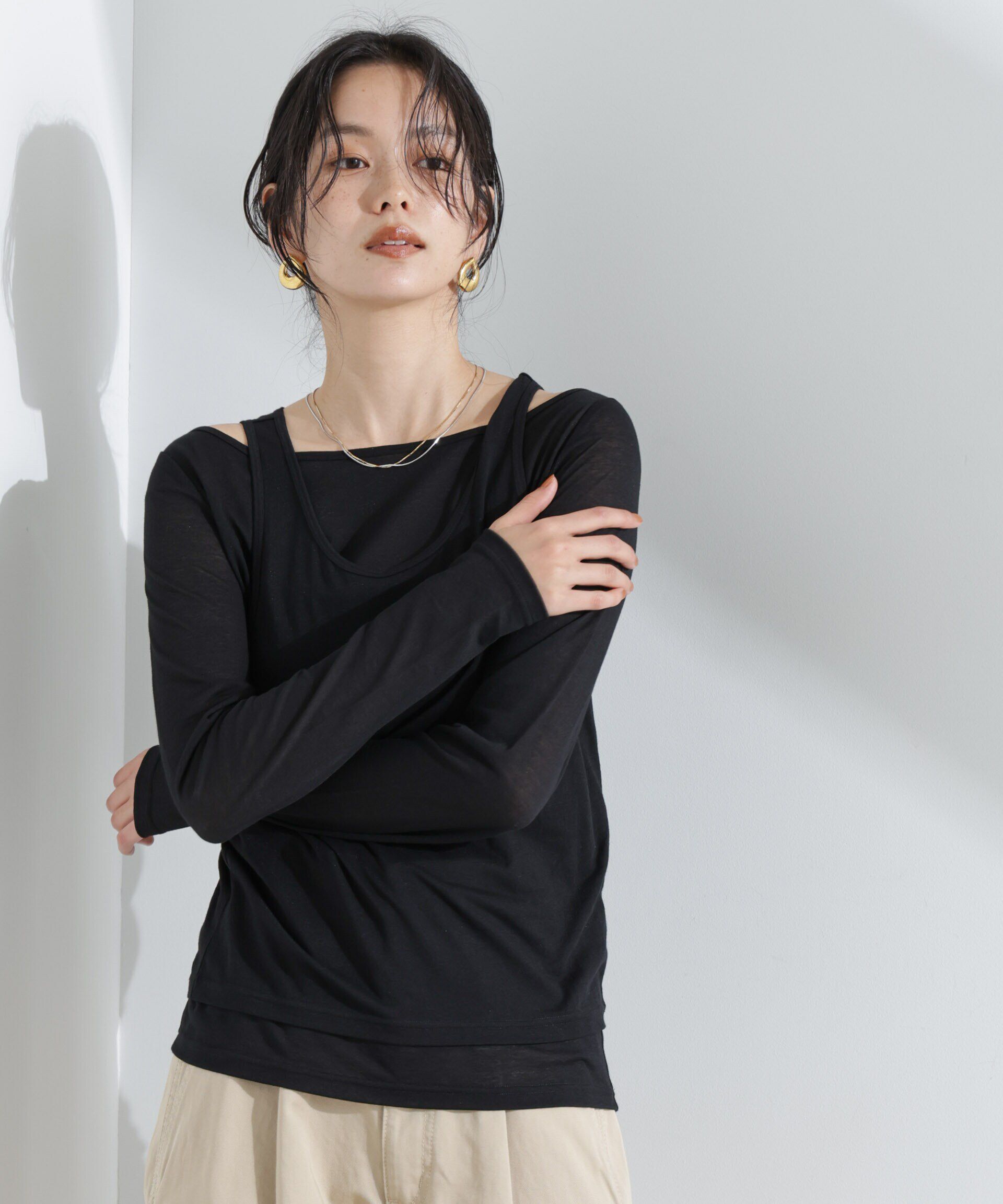 NANO universe「シアータンクトップ＋ロンTレイヤードセット」|Tシャツ・カットソー|