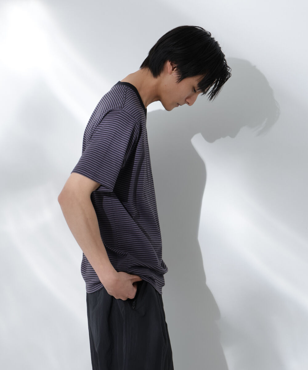 NANO universe「Anti Soaked(R)  汗染み防止 ボーダーミドルシルエットTシャツ」|Tシャツ・カットソー|