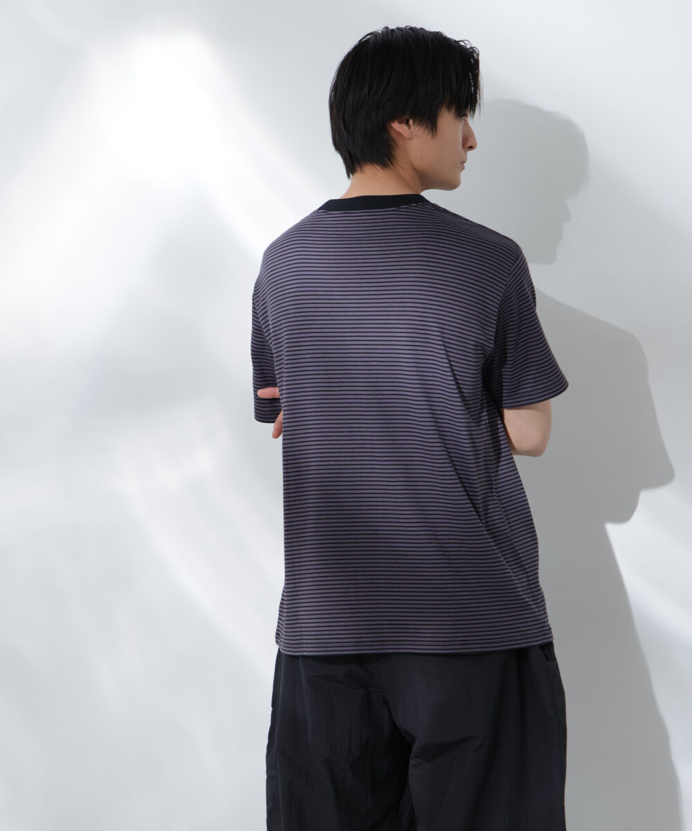 NANO universe「Anti Soaked(R)  汗染み防止 ボーダーミドルシルエットTシャツ」|Tシャツ・カットソー|