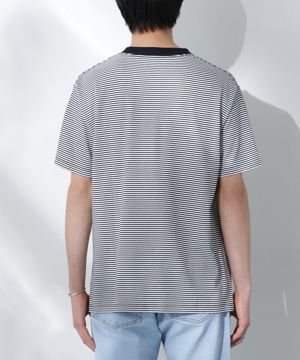 NANO universe「Anti Soaked(R)  汗染み防止 ボーダーミドルシルエットTシャツ」|Tシャツ・カットソー|