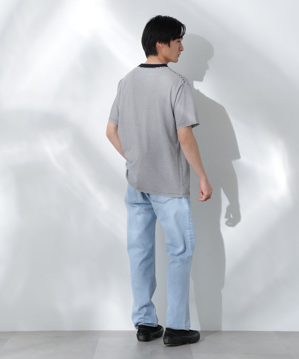 NANO universe「Anti Soaked(R)  汗染み防止 ボーダーミドルシルエットTシャツ」|Tシャツ・カットソー|