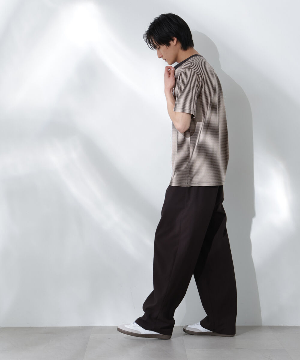 NANO universe「Anti Soaked(R)  汗染み防止 ボーダーミドルシルエットTシャツ」|Tシャツ・カットソー|
