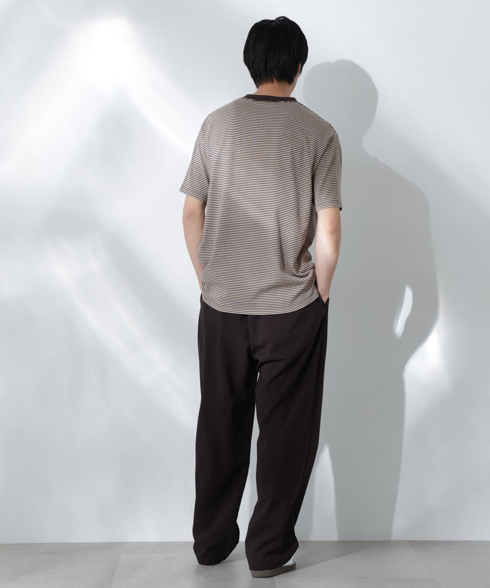 NANO universe「Anti Soaked(R)  汗染み防止 ボーダーミドルシルエットTシャツ」|Tシャツ・カットソー|
