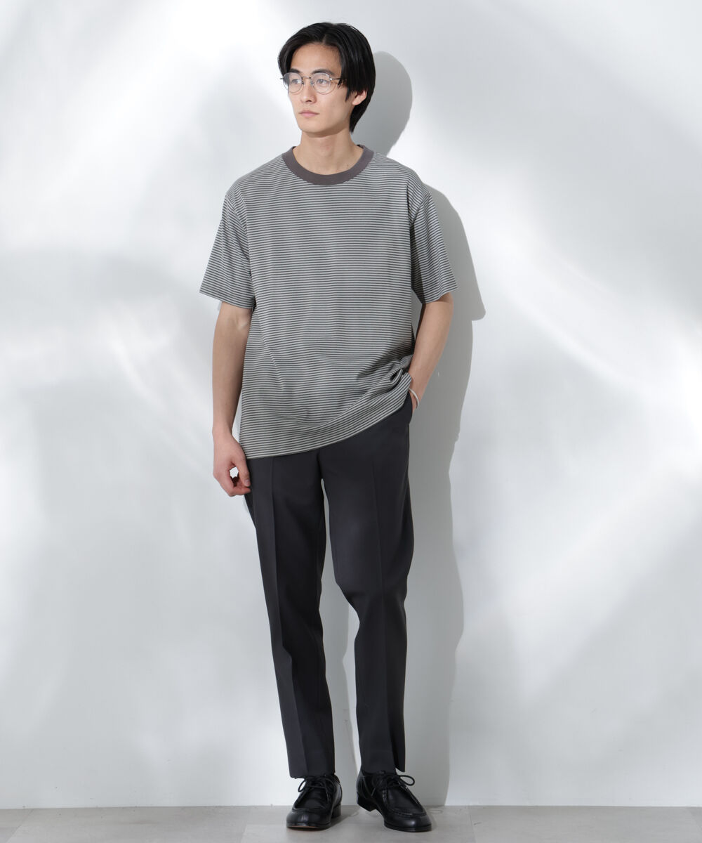NANO universe「Anti Soaked(R)  汗染み防止 ボーダーミドルシルエットTシャツ」|Tシャツ・カットソー|