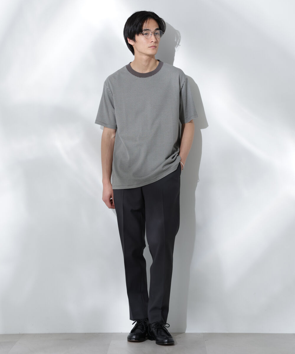 NANO universe「Anti Soaked(R)  汗染み防止 ボーダーミドルシルエットTシャツ」|Tシャツ・カットソー|