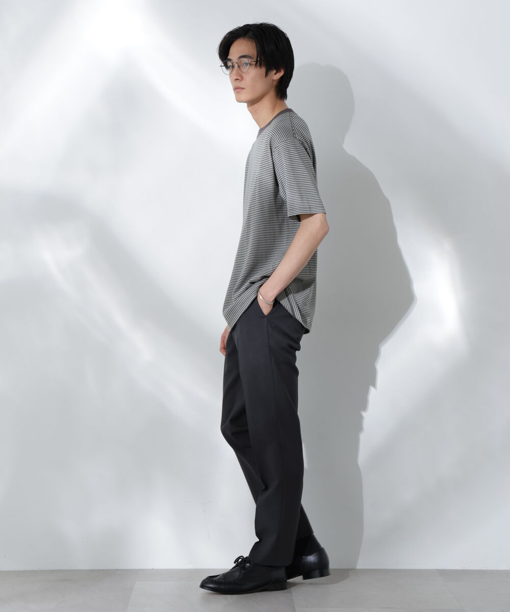 NANO universe「Anti Soaked(R)  汗染み防止 ボーダーミドルシルエットTシャツ」|Tシャツ・カットソー|