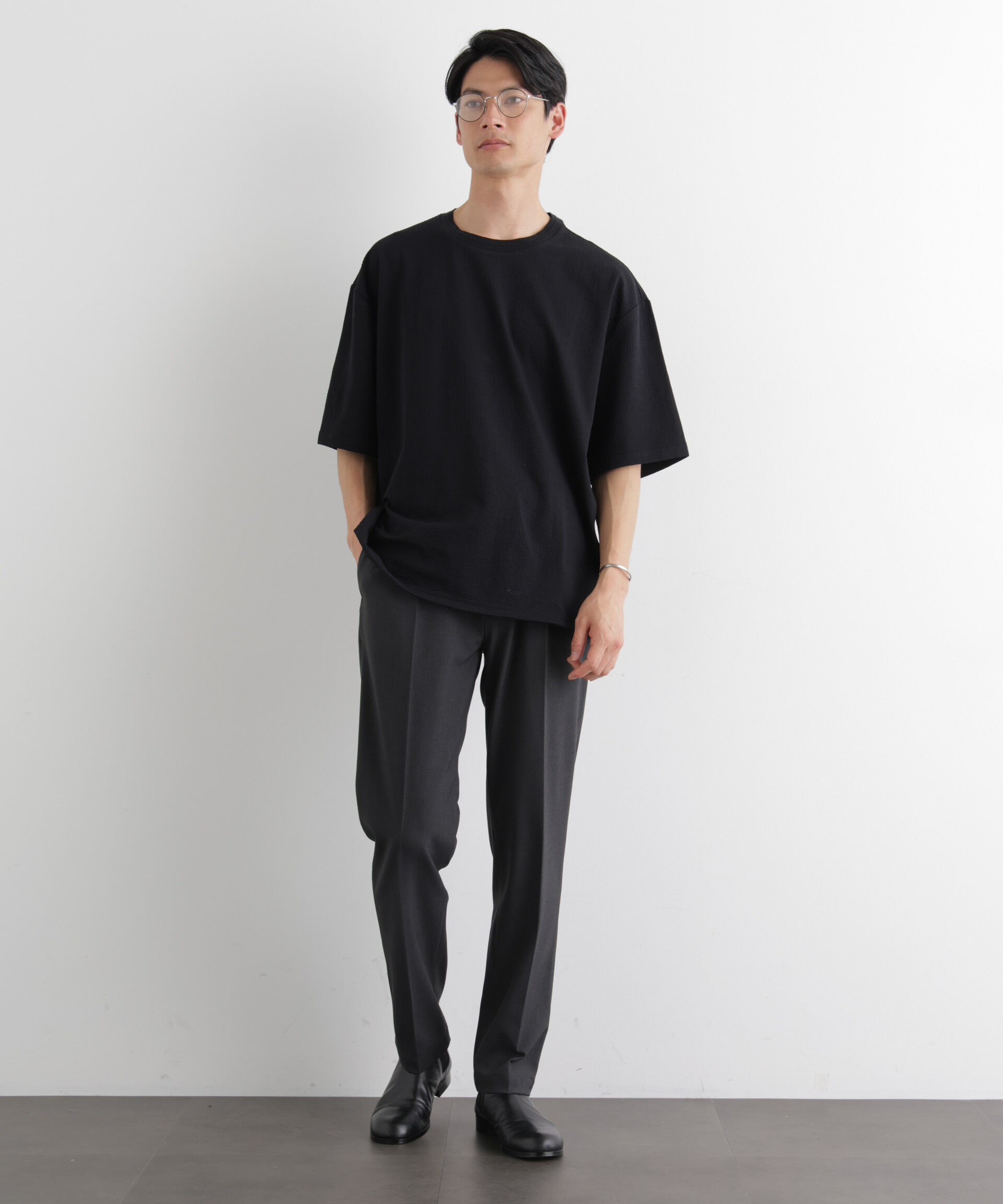 nano･universe「シルケットサッカーワイドTシャツ 半袖」|Tシャツ・カットソー|