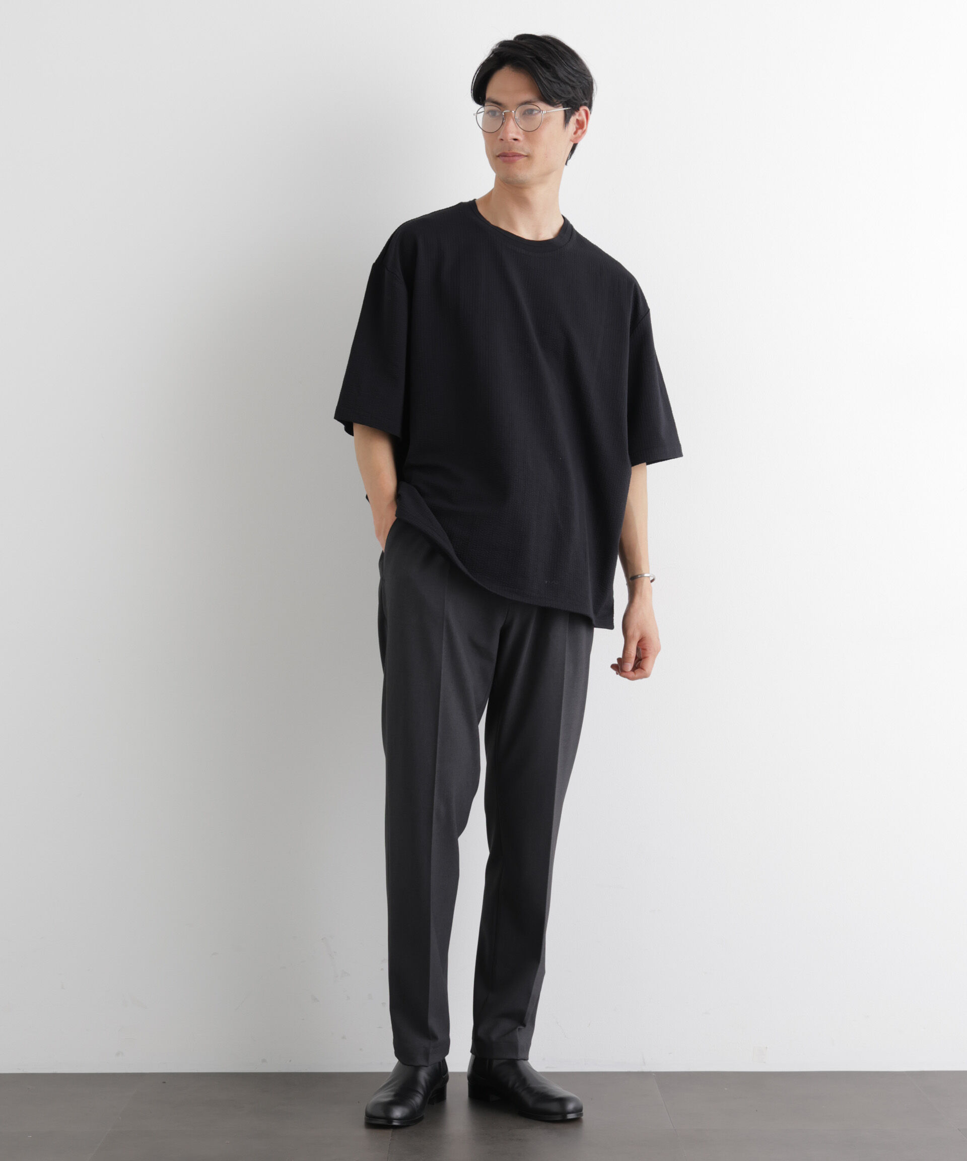 nano･universe「シルケットサッカーワイドTシャツ 半袖」|Tシャツ・カットソー|