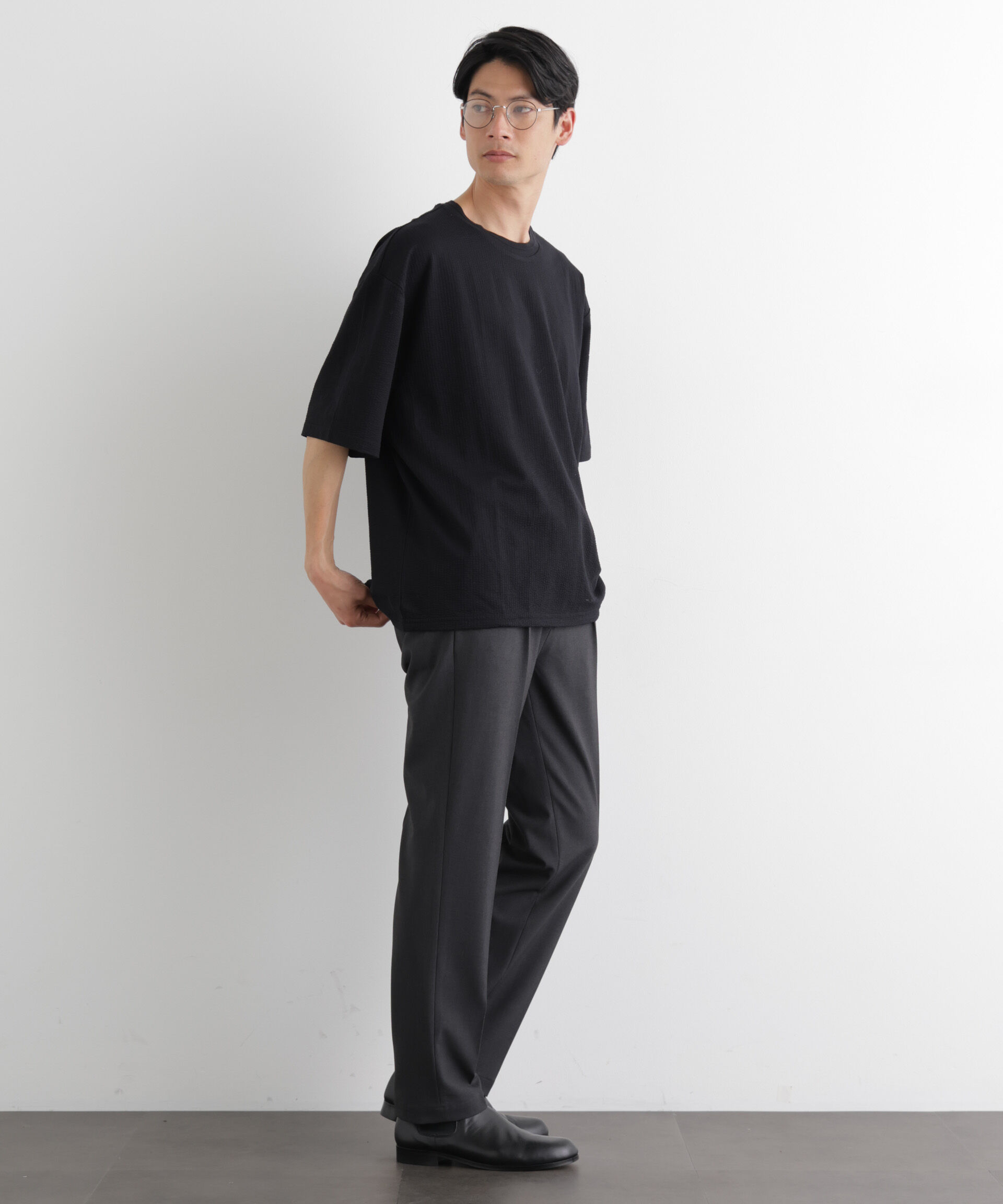 nano･universe「シルケットサッカーワイドTシャツ 半袖」|Tシャツ・カットソー|