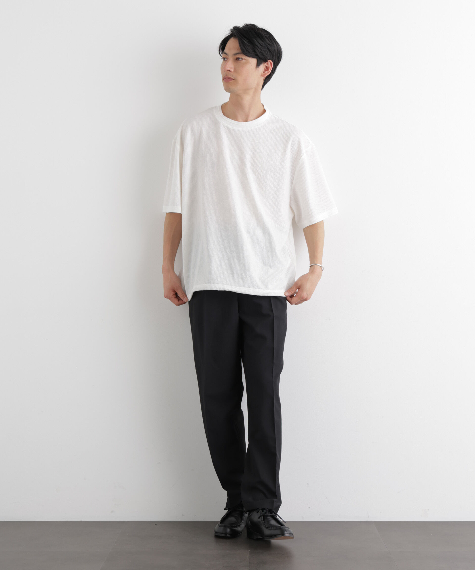 nano･universe「シルケットサッカーワイドTシャツ 半袖」|Tシャツ・カットソー|