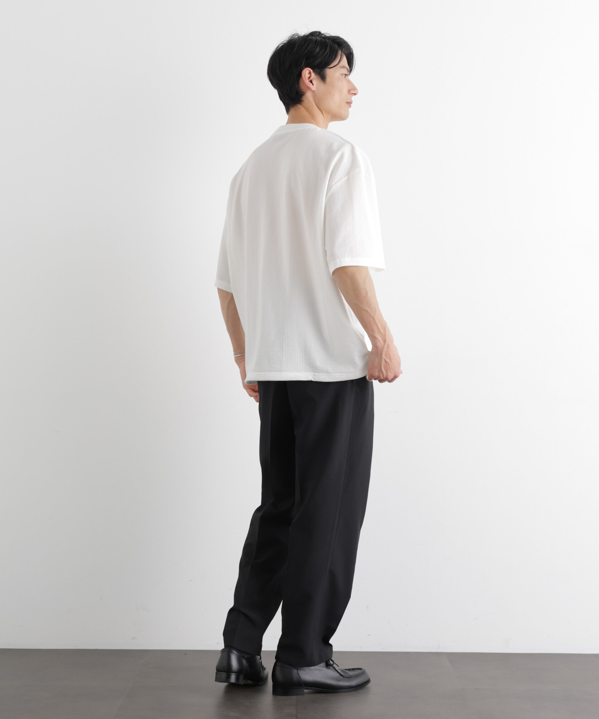 nano･universe「シルケットサッカーワイドTシャツ 半袖」|Tシャツ・カットソー|