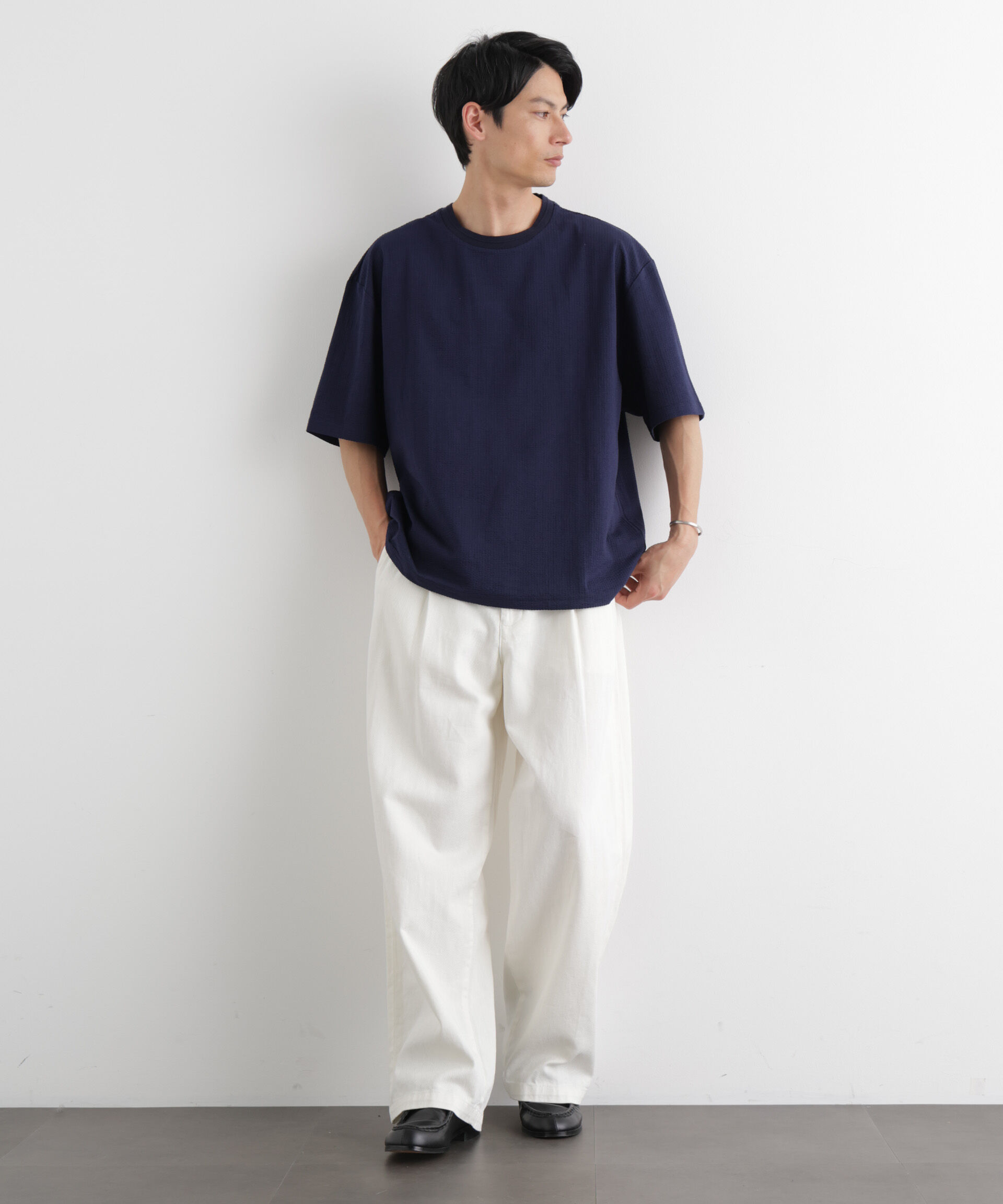 nano･universe「シルケットサッカーワイドTシャツ 半袖」|Tシャツ・カットソー|