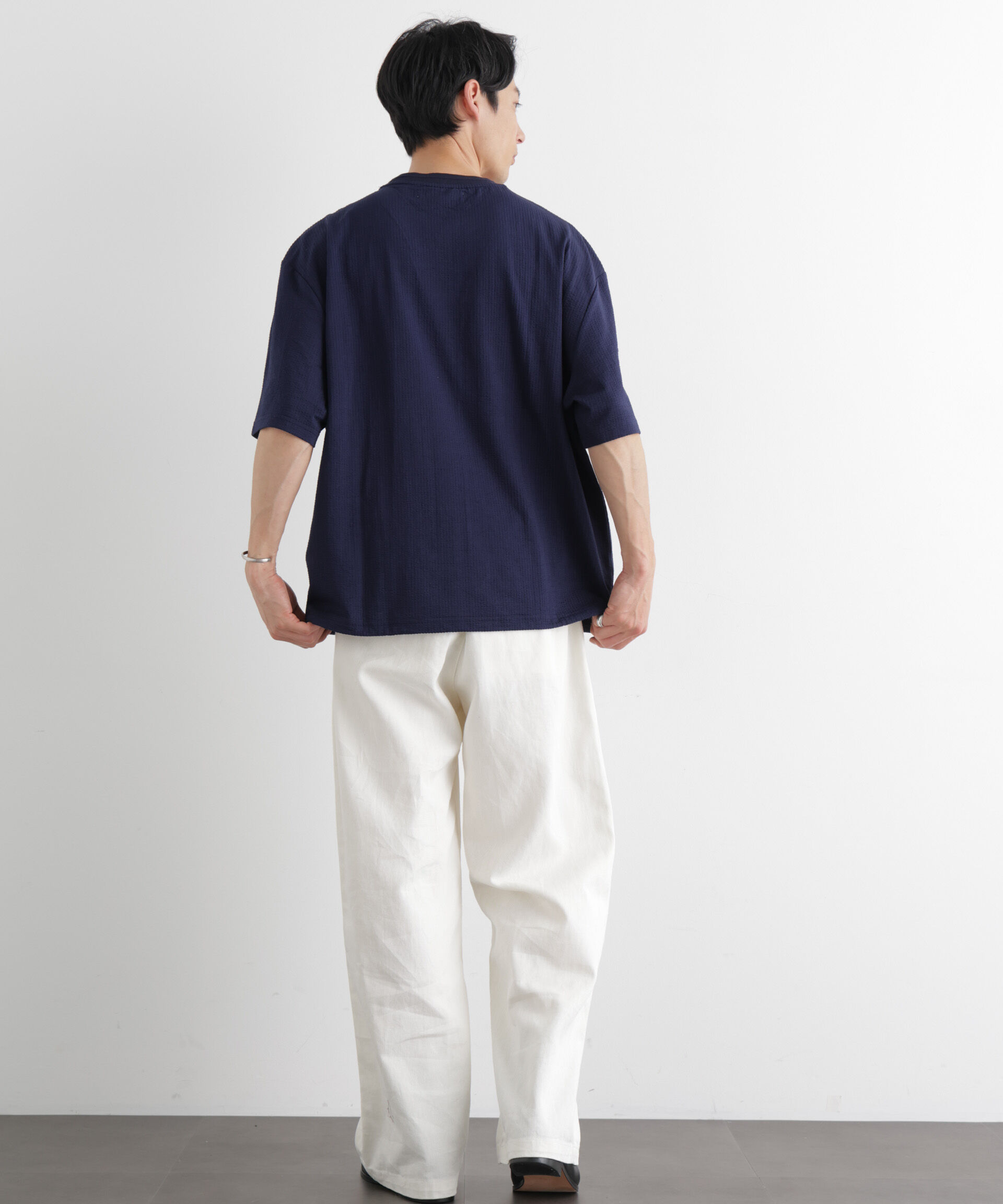 nano･universe「シルケットサッカーワイドTシャツ 半袖」|Tシャツ・カットソー|