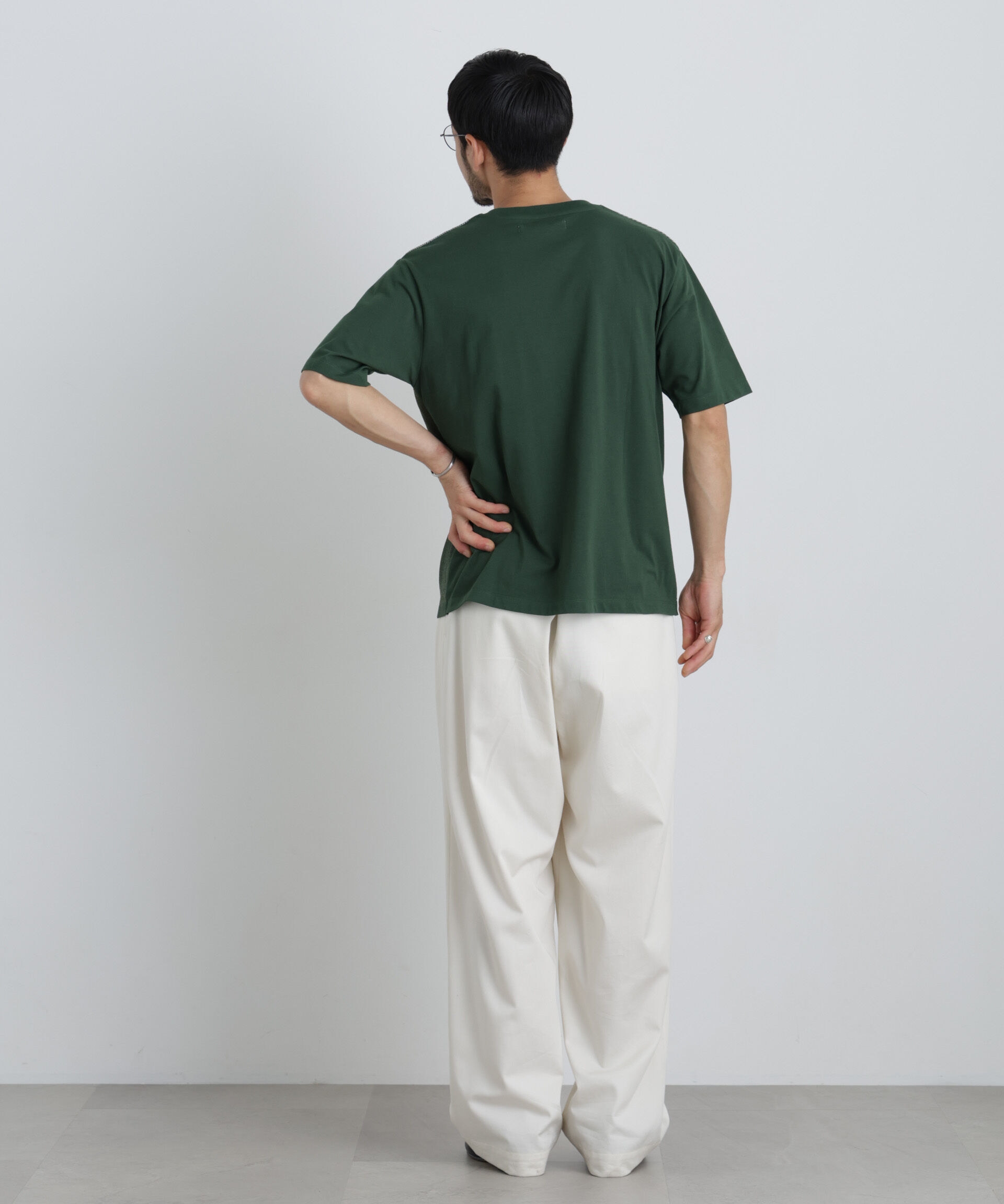 NANO universe「切替チェックニットTシャツ 半袖」|ニット・セーター|