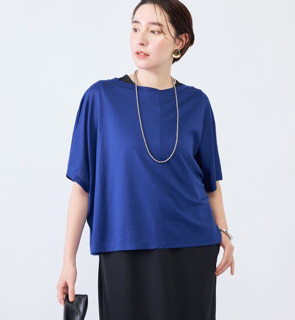 NOLLEY'S「《接触冷感》ウォッシャブルハリジェンヌケーププルオーバー」|Tシャツ・カットソー|ブルー