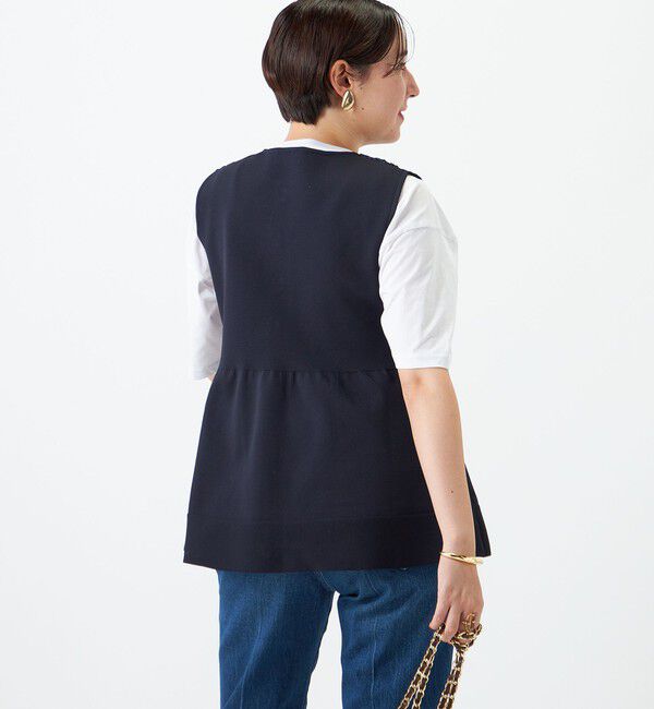NOLLEY'S「《手洗い可能》レース付きペプラムベスト」|ニット・セーター|