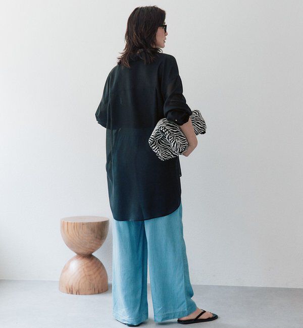  「【セットアップ可】ドレーピーデニムワイドパンツ」|チノ|
