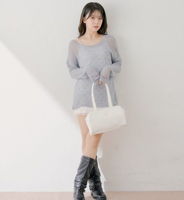  「花柄キャミワンピース+ルーズニットセット」|ワンピース|