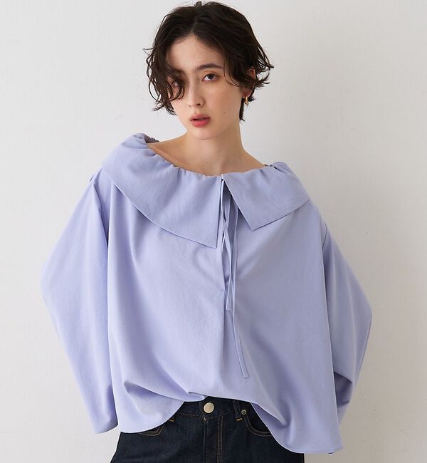 Rouge vif「オーバーカラー変形 テントラインブラウス」|シャツ・ブラウス|サックスブルー