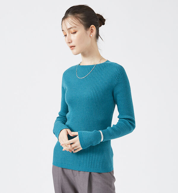 qualite「【日本製/2024AW】シームレスクルーネックニット」|ニット・セーター|ブルー