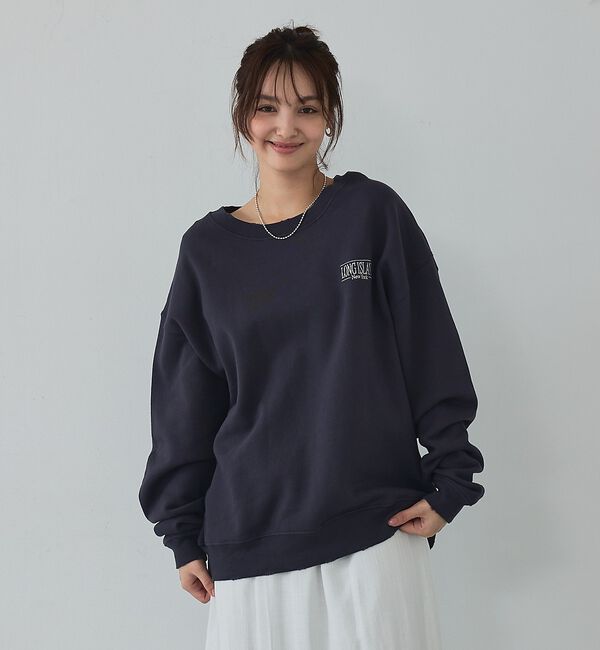 abahouse mavie「【ゆるっとこなれ感】ヴィンテージライクスウェット/冬服/長袖/刺繍/裏起毛」|スウェット・ジャージ|チャコールグレー