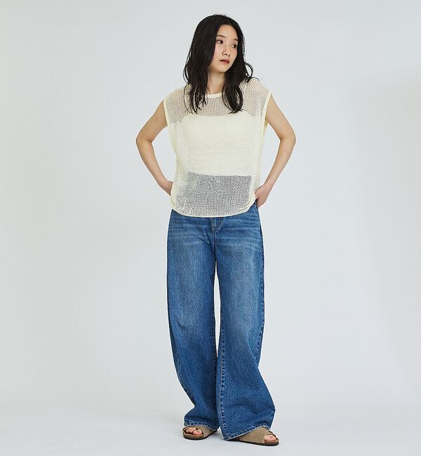 abahouse mavie「ウォッシュドバレルデニムパンツ」|デニム|