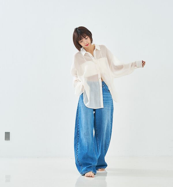 abahouse mavie「ウォッシュドバレルデニムパンツ」|デニム|