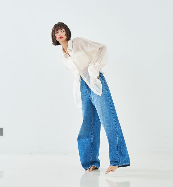 abahouse mavie「ウォッシュドバレルデニムパンツ」|デニム|