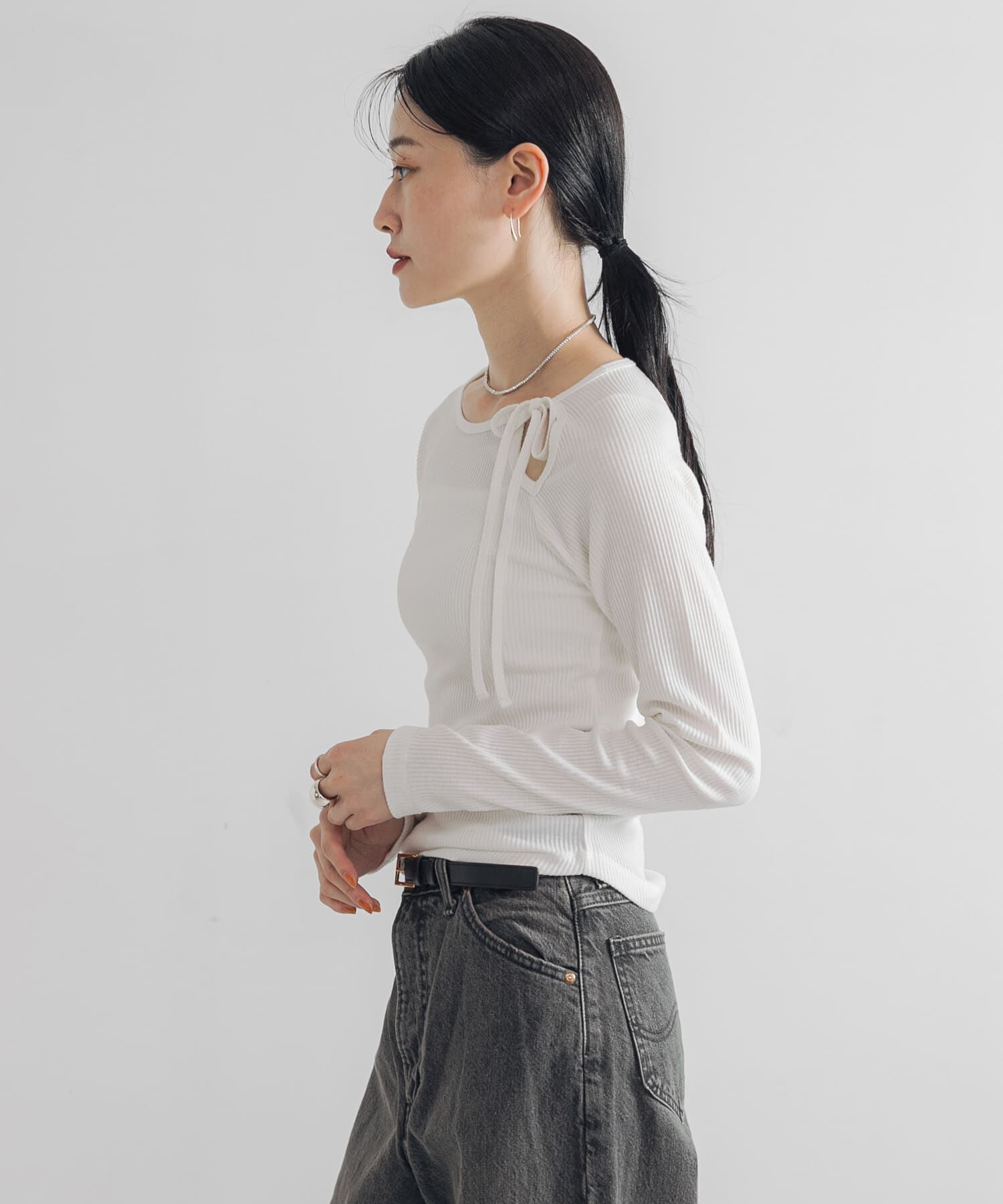 URBAN RESEARCH「カットアウトリブトップス」|Tシャツ・カットソー|