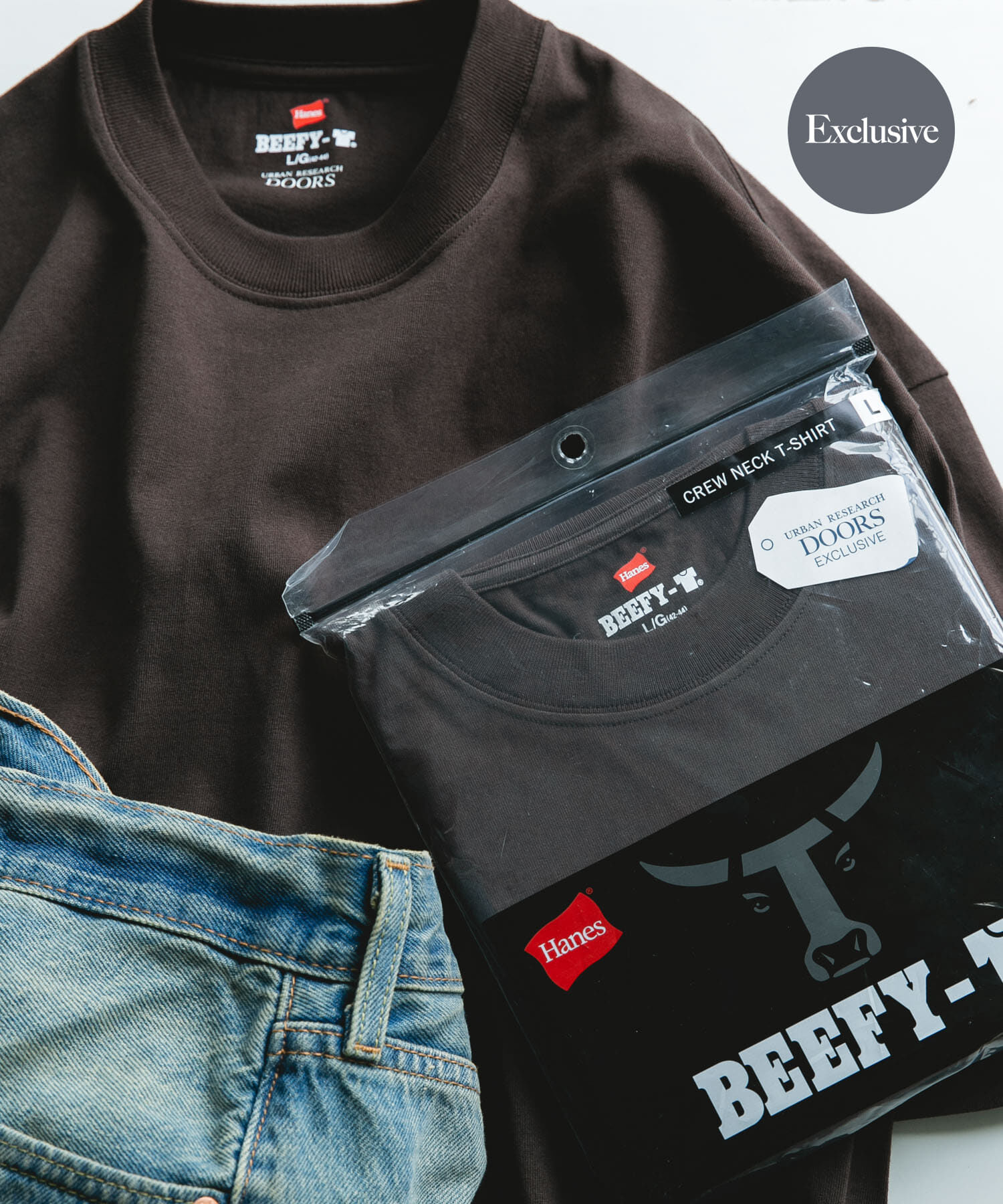 URBAN RESEARCH DOORS「『別注』HANES&times;DOORS　BEEFY-T DOORS FIT SHORT-SLEEVE」|Tシャツ・カットソー|ブラウン