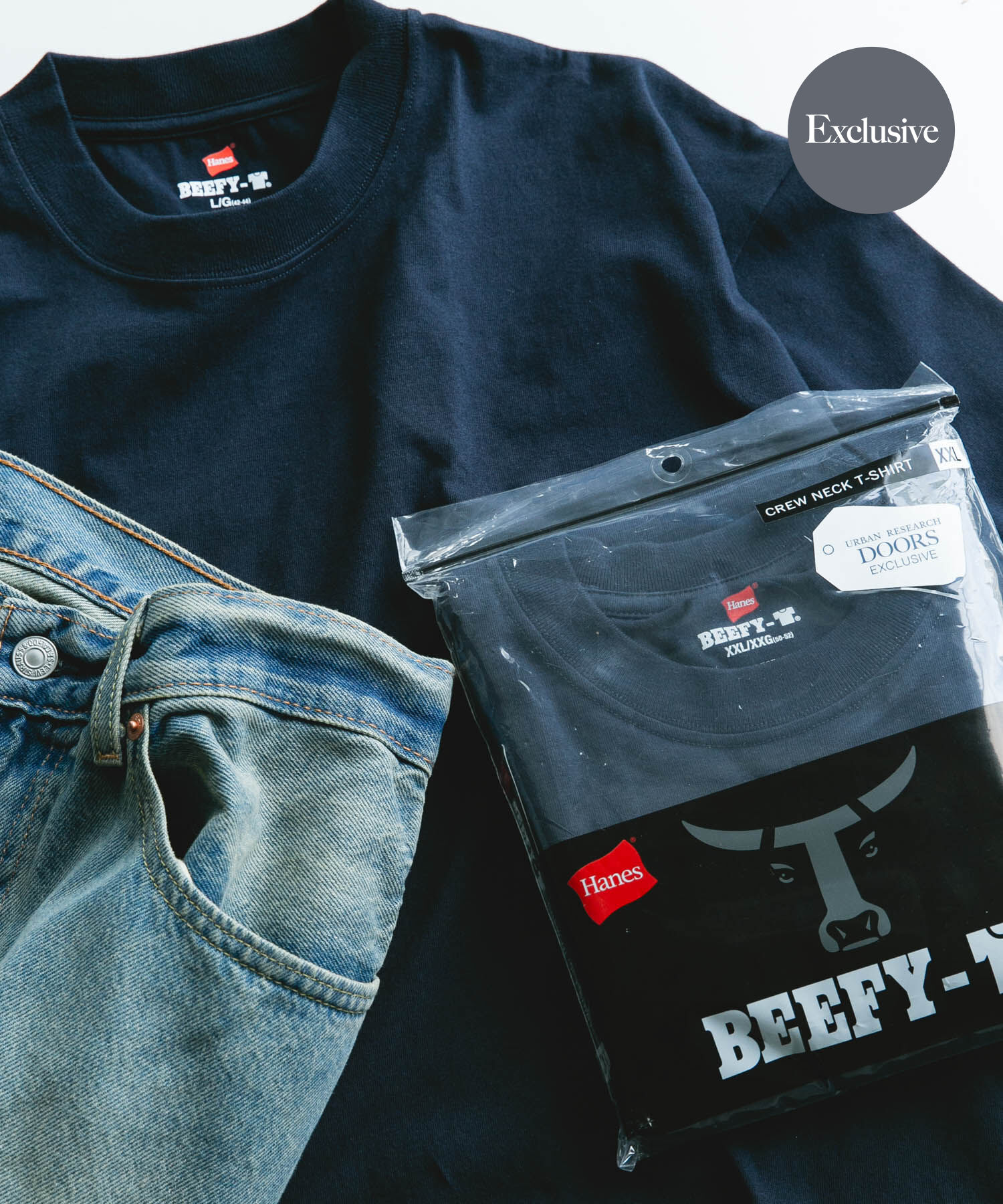 URBAN RESEARCH DOORS「『別注』HANES&times;DOORS　BEEFY-T DOORS FIT SHORT-SLEEVE」|Tシャツ・カットソー|ネイビー