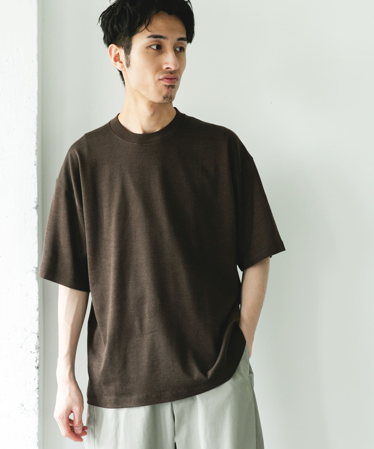 URBAN RESEARCH DOORS「コットンレーヨンクルーネック ショートスリーブ Tシャツ」|Tシャツ・カットソー|