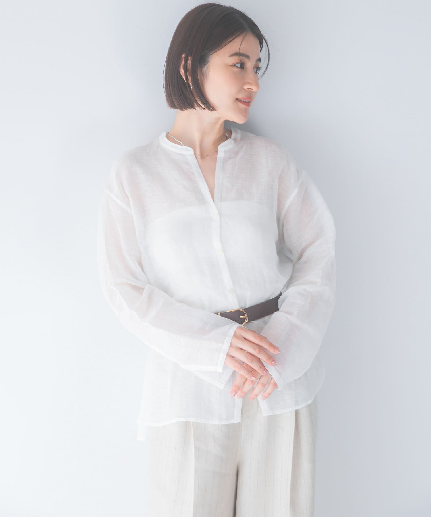URBAN RESEARCH ROSSO「リネンシアーカールマイヤーブラウス」|シャツ・ブラウス|