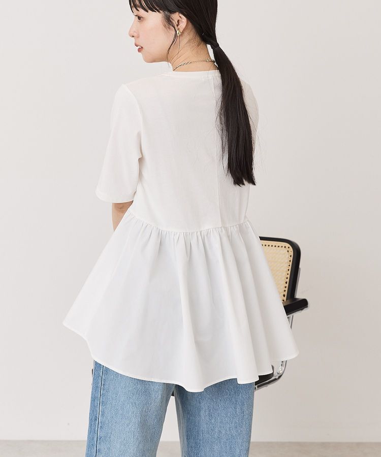 AMERICAN HOLIC「布帛切替ペプラム半袖プルオーバー」|Tシャツ・カットソー|