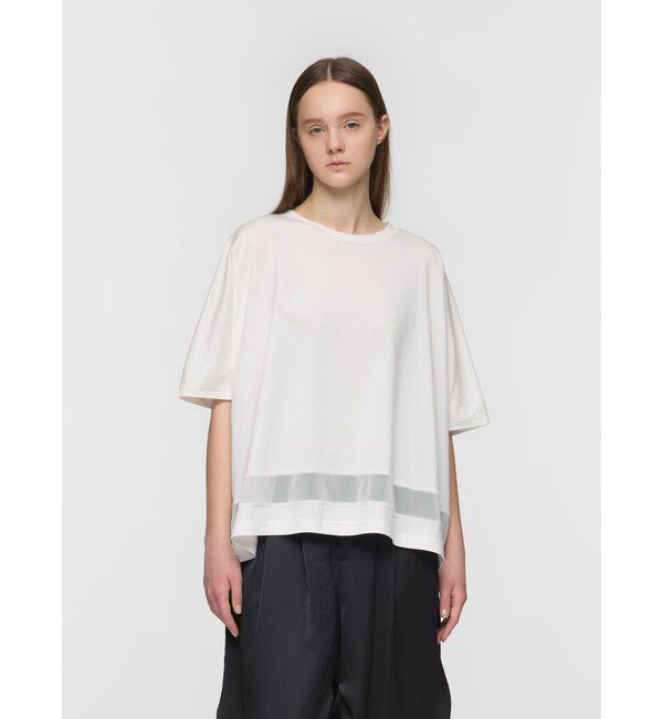 mizuiro ind「mizuiro ind メッシュヘムワイドプルオーバー」|Tシャツ・カットソー|オフホワイト