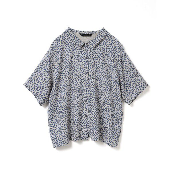 mizuiro ind「mizuiro ind プリントハーフスリーブシャツ」|シャツ・ブラウス|ベージュ&times;ブルー