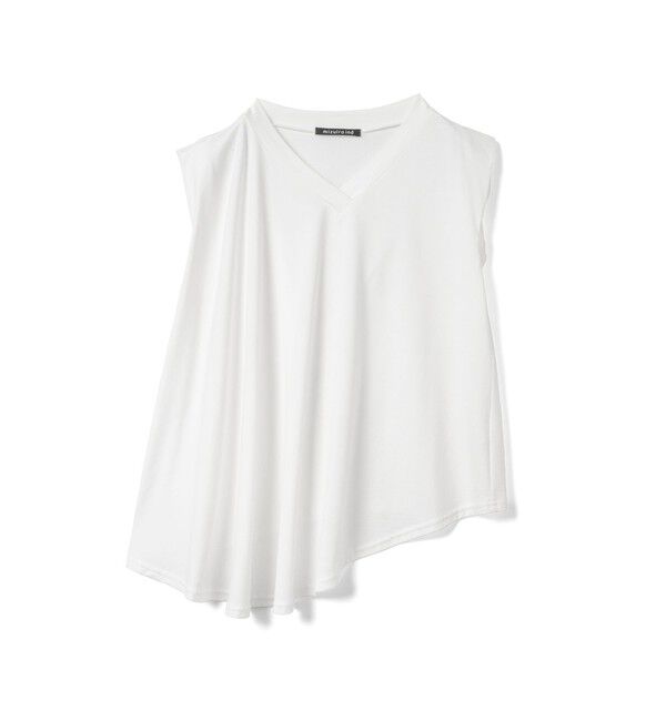 mizuiro ind「mizuiro ind Vネックアシンメトリーノースリーブプルオーバー」|Tシャツ・カットソー|